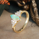 1CT Marquise Cut 2 Prong Opal Cluster Engagement Anniversary Ring